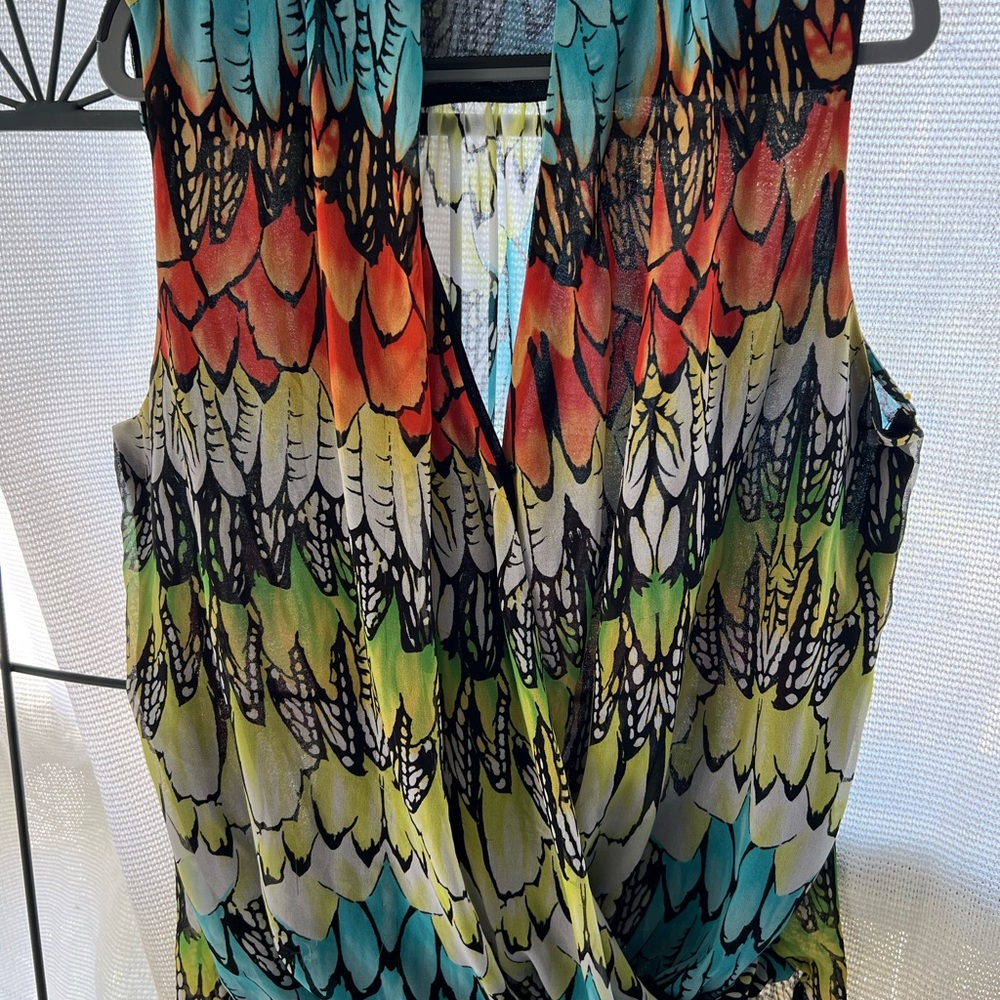 Peter Nygard Orange and Red Wrap Blouse